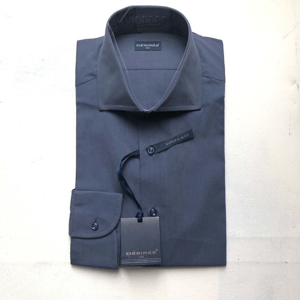 Blue Italian Dress Shirt Super SlimFit 100% Cotton